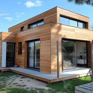 Maison avec un bardage en bois